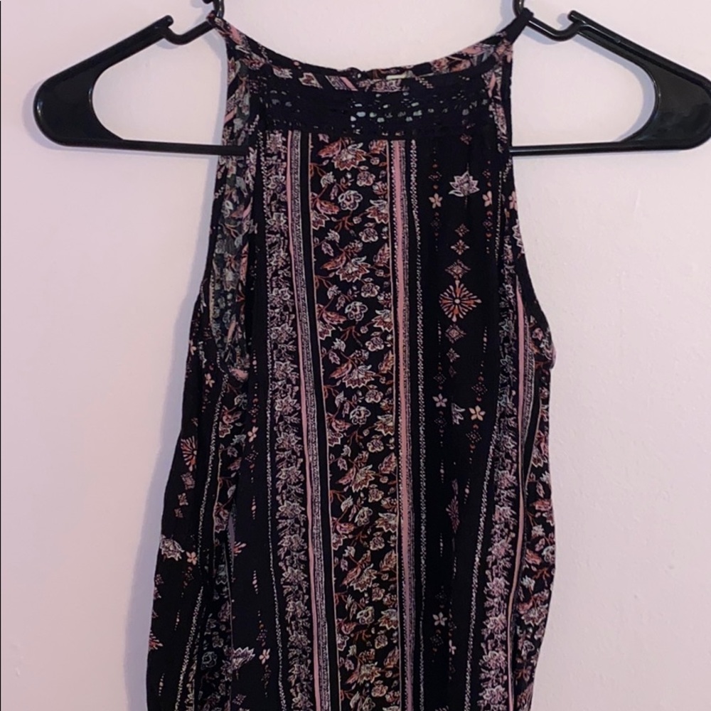 Black and Pink Sleeveless Blouse